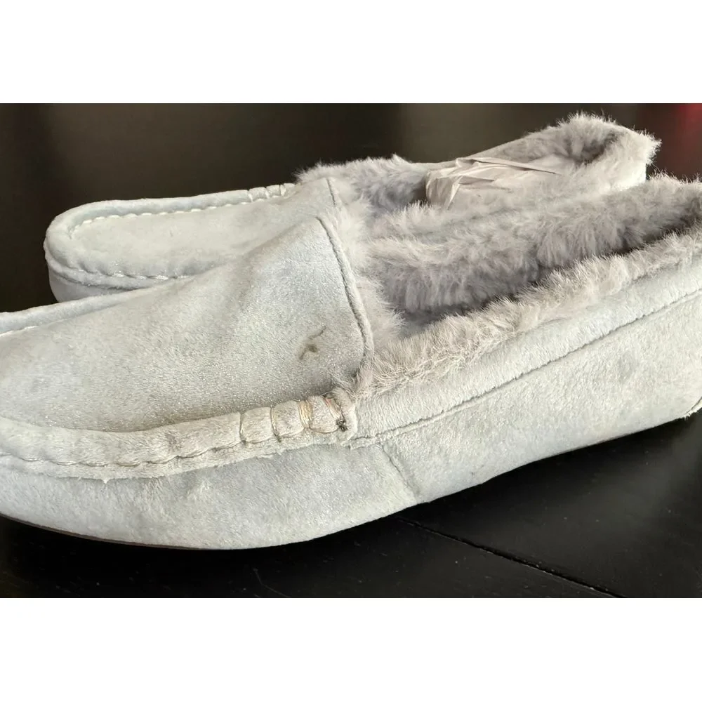 UGG Koolaburra‎ Little Kid Suede Slippers Size 2 Blue Faux Fur Lined